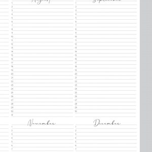 Any Year at a Glance on Two Pages, Yearly Planner Printable, Letter ...