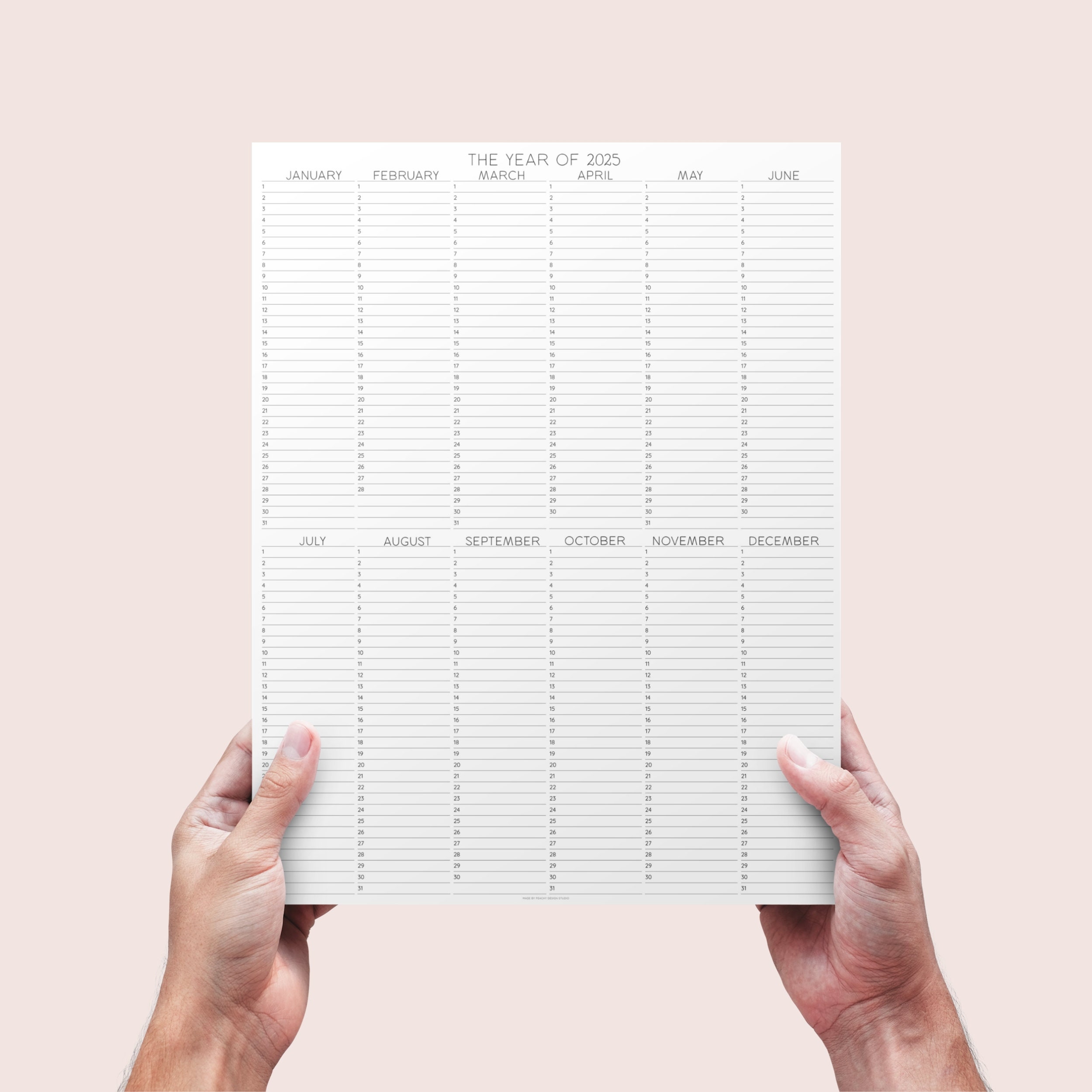 2025 Year at A Glance Printable Calendar (instant Download) - Etsy