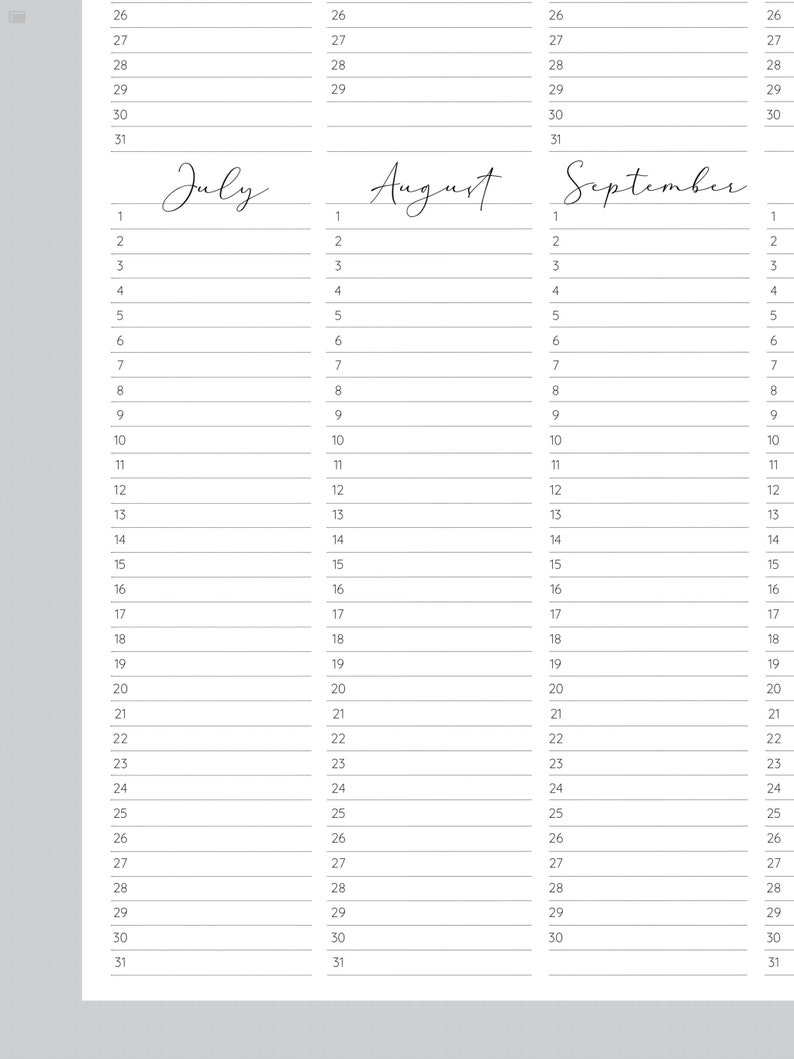 2024 Year at A Glance INSTANT DOWNLOAD Yearly Overview Etsy