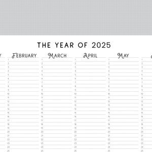2025 Year at A Glance, INSTANT DOWNLOAD, Yearly Overview, Printable