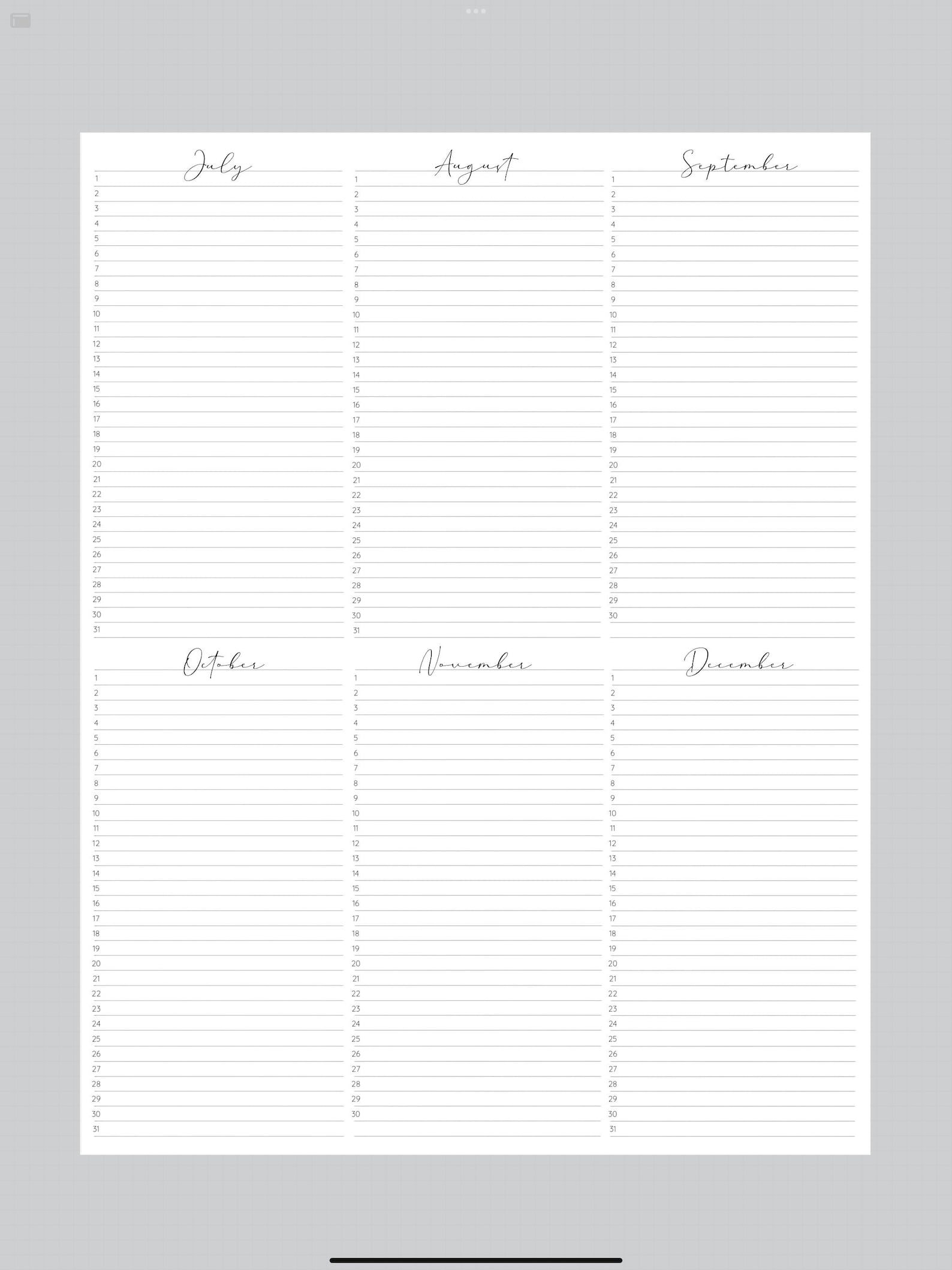 Any Year at a Glance on Two Pages, Yearly Planner Printable, Letter ...