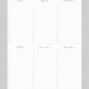 Any Year at a Glance on Two Pages, Yearly Planner Printable, Letter ...