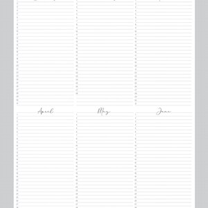 Any Year at a Glance on Two Pages, Yearly Planner Printable, Letter ...