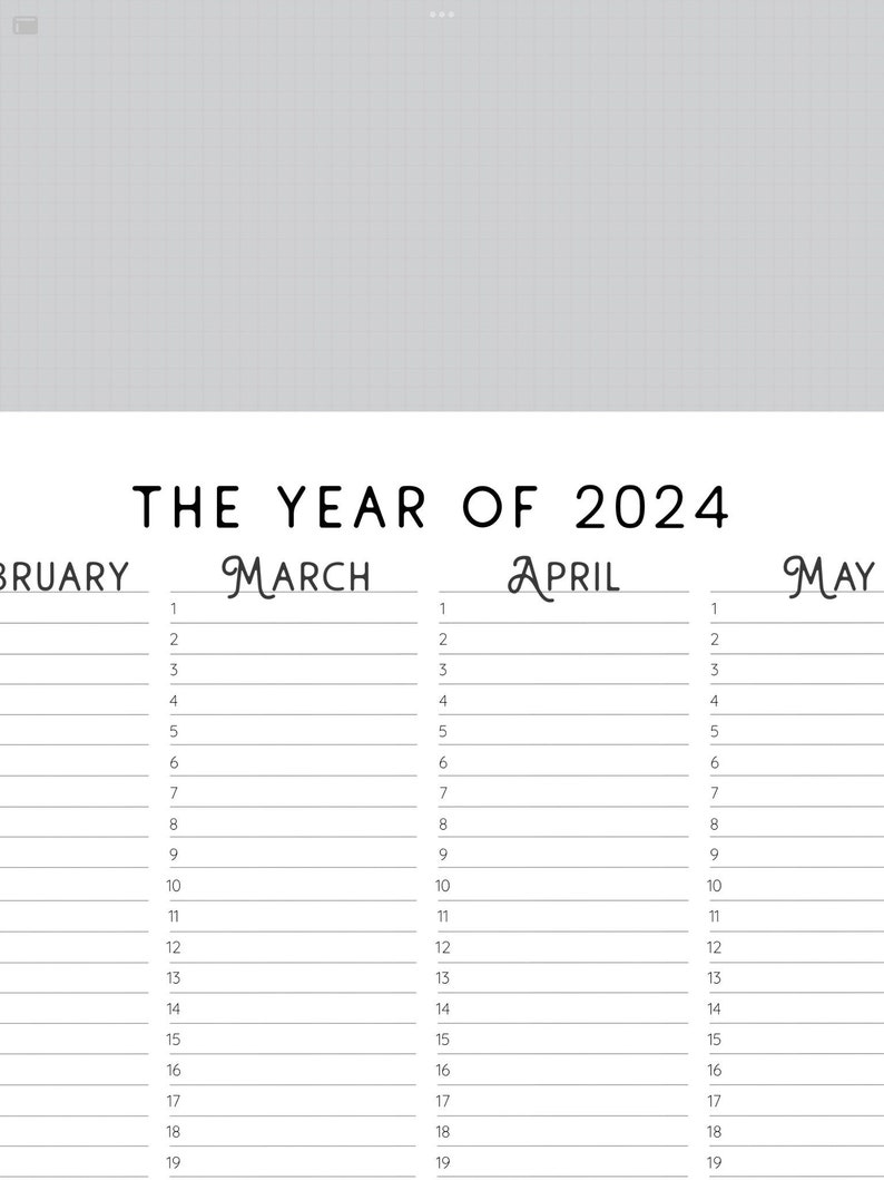 2024 Year at A Glance Printable Calendar (PDF Download) - Etsy