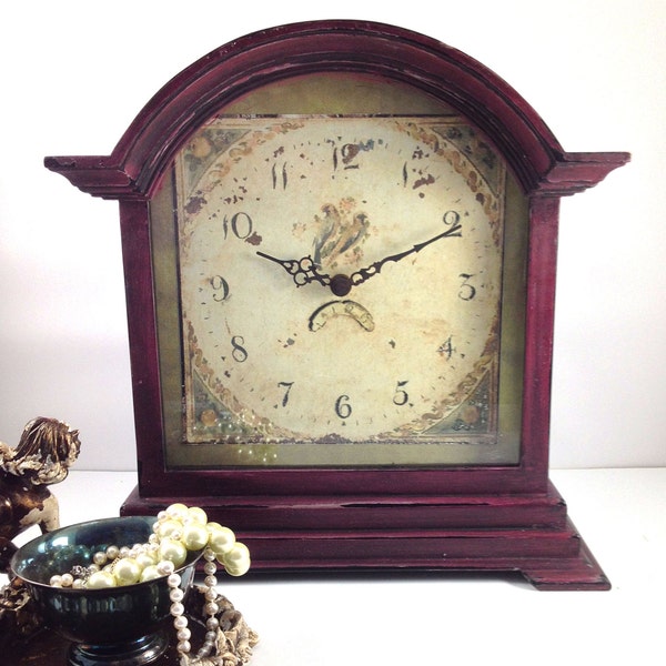 Beautiful Burgundy Boho Chic Mantel Clock