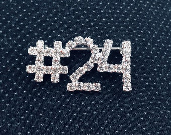 Custom Austrian Crystal Team/Lucky Number Pin- Any Number/Color Combination Available