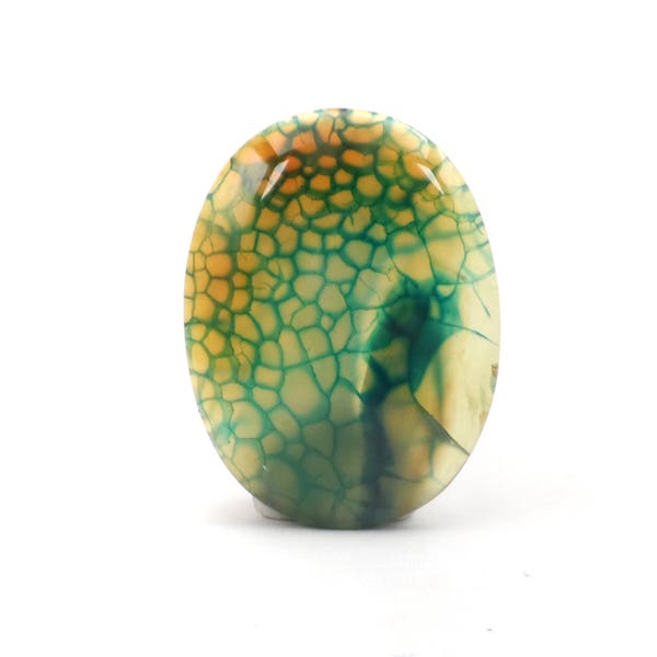 Teal Green Dragon Vein Agate Cabochon, Oval Flat Back Cab For Pendant Settings 40 x 30 CB254E