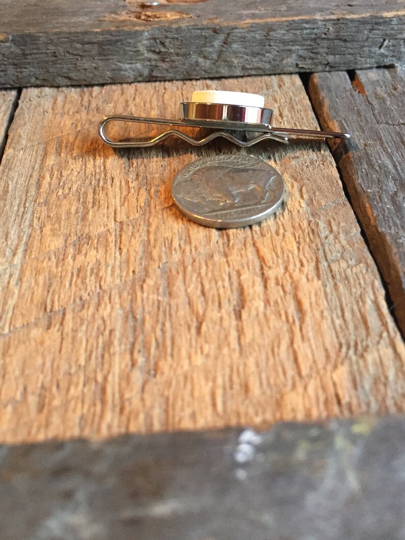 One of a Kind Artifact Jewelry OOAK Mens Blue China w ocean Scene on Silver colored tie clip Historic Charleston Broken China Tie Bar