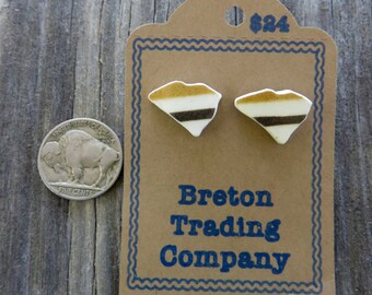 Historic Charleston broken china jewelry, South Carolina Stud Earrings- One of a Kind state cut out earrings OOAK SC