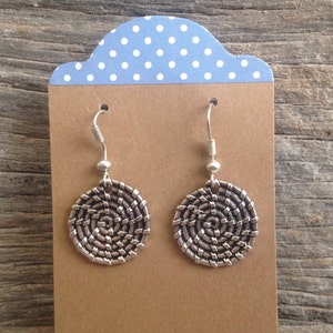 Sweetgrass Basket style, Silver fishhook earrings, Charleston jewelry- two sizes available