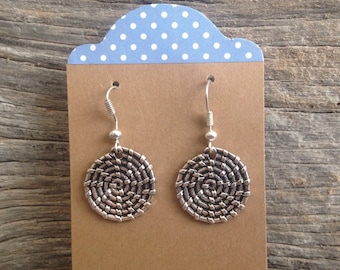 Sweetgrass Basket style, Silver fishhook earrings, Charleston jewelry- two sizes available