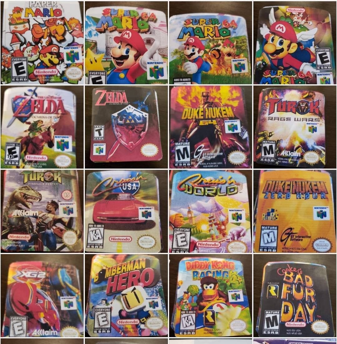 N64 labels stickers Nintendo 64 super mario 64 paper world | Etsy