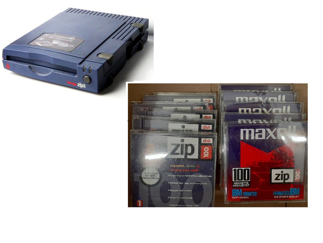 Zip Disk Drive 100mb 10x Maxell Iomega Disks Parallel Cable Etsy
