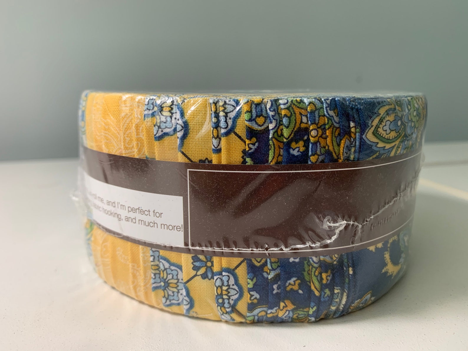 Robert Kaufman Jelly Roll in blue and yellow floral/paisley Etsy