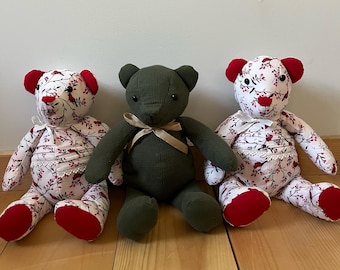 Memory bear, memory bear made from clothing, teddy bear, memory keepsake, in loving memory bear