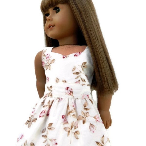 American Girl Doll Clothes - Sweetheart Neckline Cotton Floral Print Dress