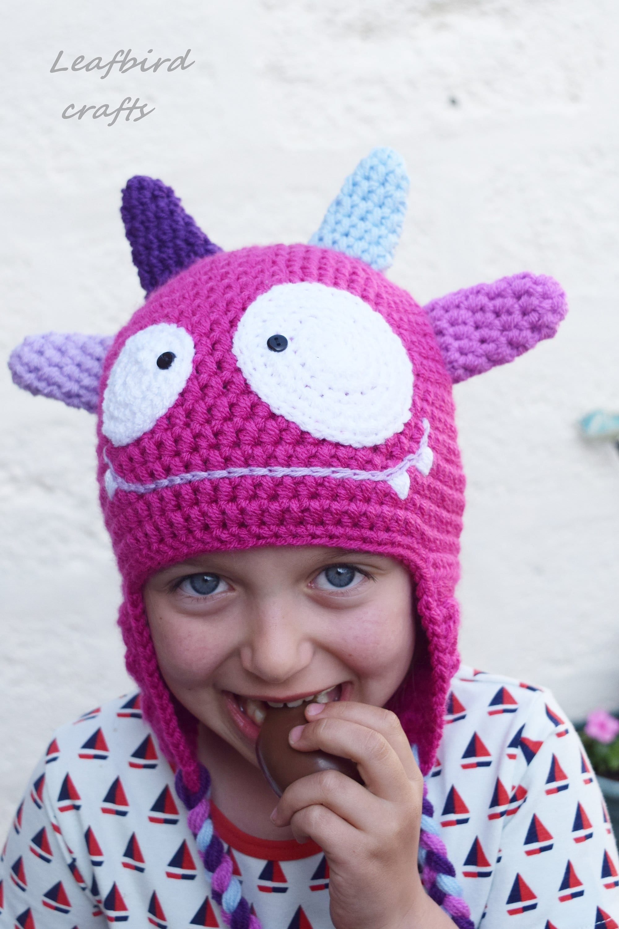 Handmade Crochet Monster Hat, Girls Hat, Kids Hat, Little  display picture 3
