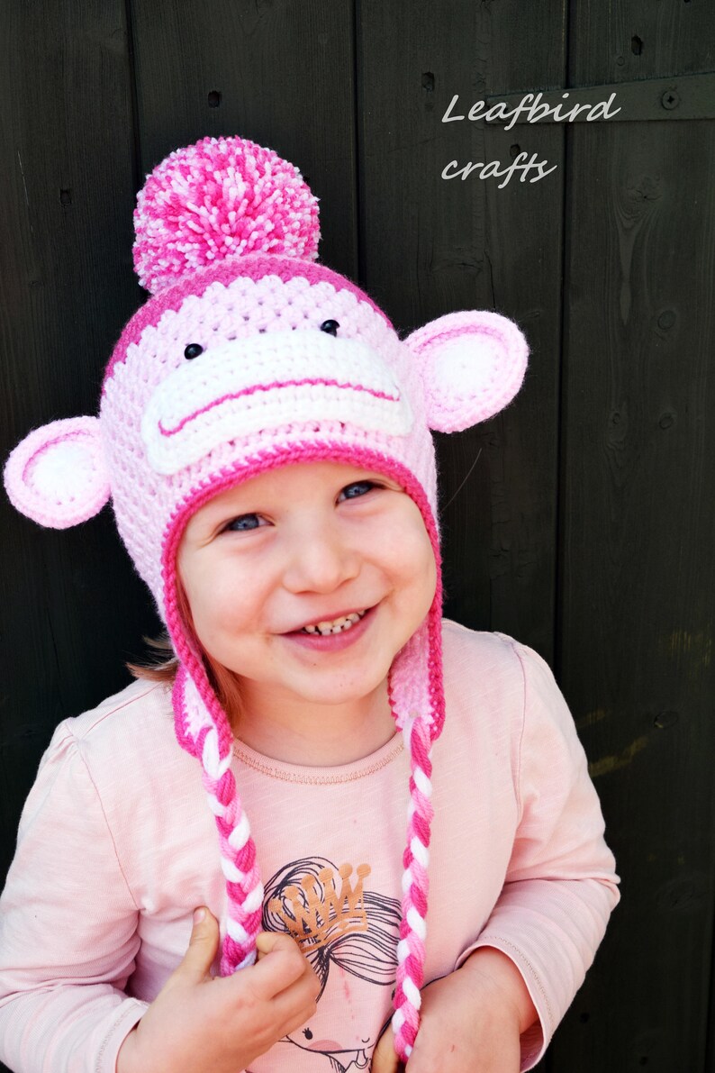 Handmade Socks Monkey Hat, Kids Hat, Character Hat, Socks Monkey Hat