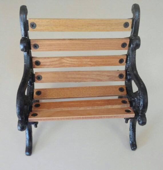 Vintage 90s Cast Iron Wooden Miniature Park Bench Chair For Etsy