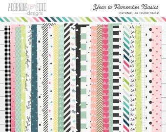 Year To Remember, digitales Scrapbooking, gemusterte und feste Papiere, Scrapbookpapier für den Alltag, digitales Scrapbookpapier