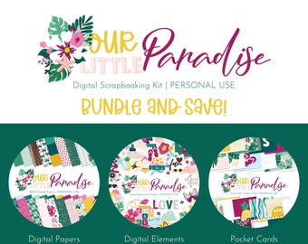Onze Little Paradise Digital Scrapbooking Kit Bundle, zomerplakboekkit, tropische scrapbookingkit, digitale plakboekkit, scrapbooking