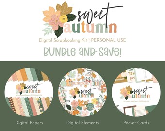 Sweet Autumn Digital Scrapbooking Kit Bundle, fall scrapbook kit, fall scrapbooking kit, digital scrapbook kit, scrapbooking, fall papers