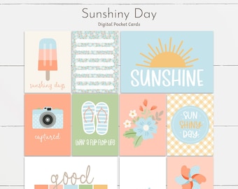 Tarjetas de bolsillo para scrapbooking digital de verano, tarjetas de bolsillo de verano, tarjetas digitales de verano, kit digital de verano, scrapbook de verano, tarjetas de diario
