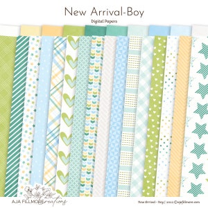 New Arrival Baby Digital Scrapbooking Paper, baby boy scrapbooking paper, baby boy scrapbooking kit, baby boy digital paper, baby boy paper