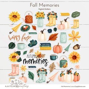 Fall digital stickers, fall clipart, digital stickers, autumn stickers, fall digital clipart, autumn scrapbook stickers, print and cut