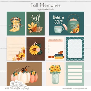 Cartes de poche de scrapbooking numériques d’automne, cartes de poche d’automne, cartes numériques d’automne, trousse numérique d’automne, album d’automne, cartes de journal d’automne