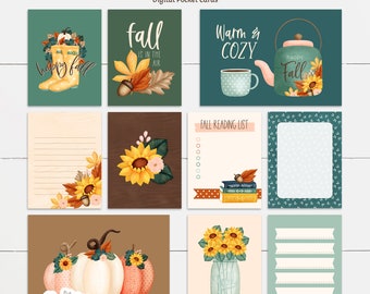 Fall digital scrapbooking pocket Cards, fall pocket cards, autumn digital cards, autumn digital kit, fall scrapbook, fall journal cards