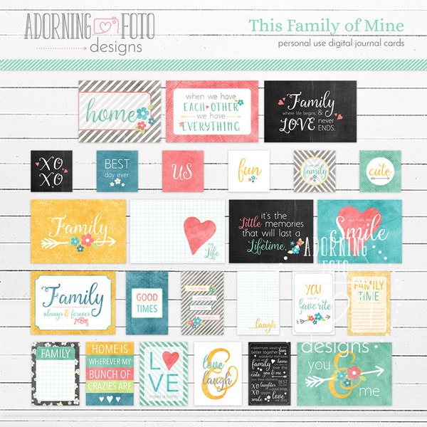 This Family of Mine Digital Journaling Cards, Project Life Family Everyday digital cards, family journal cards