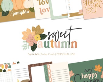 Sweet Autumn Journaling Cards Printable, Fall Project Life Printable journal cards, Fall Pocket Cards, fall pocket cards, autumn journaling