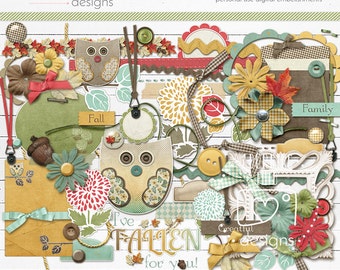 Fallen Digital Scrapbooking Embellishments, fall digital scrapbook elements, fall