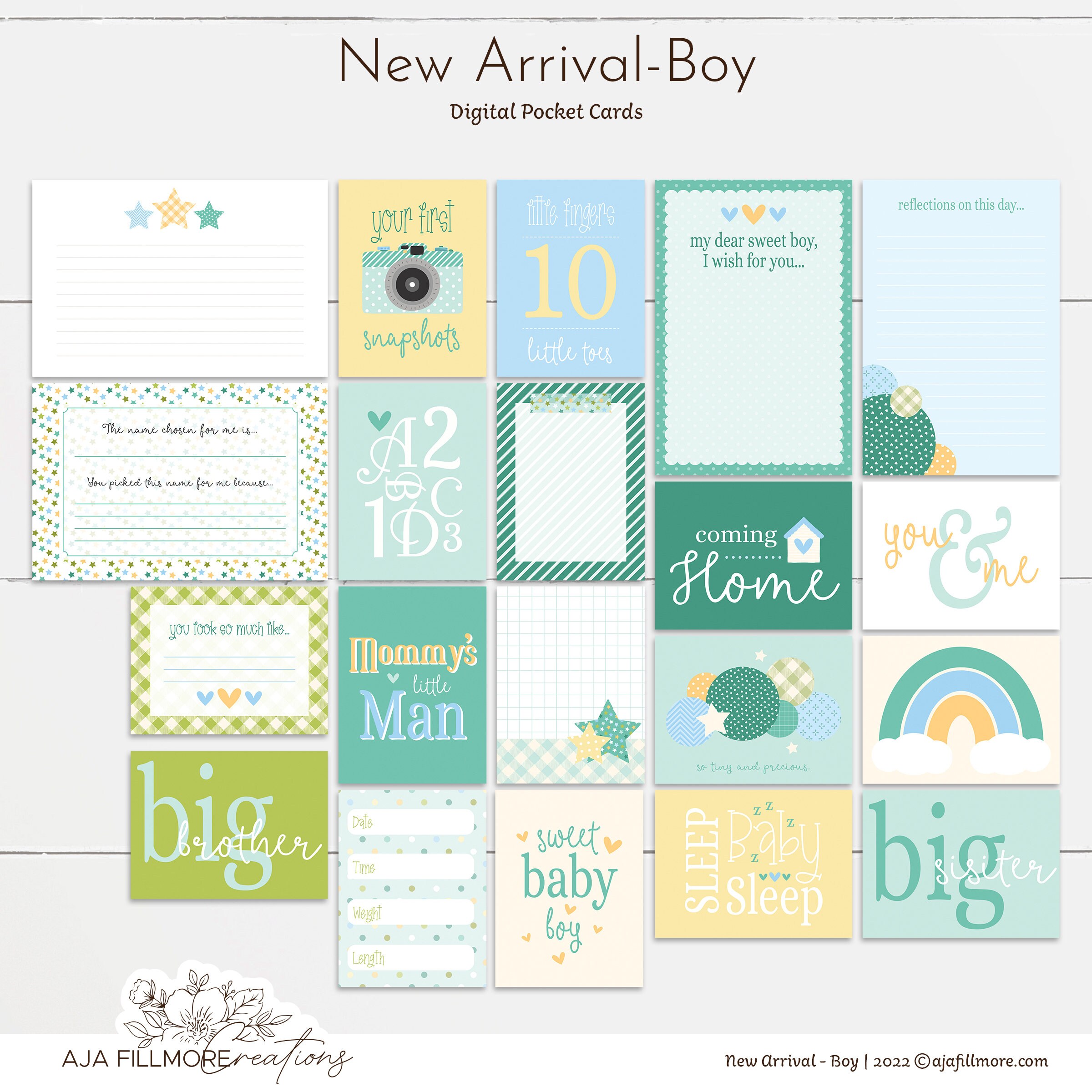 New Arrival Baby Digital Scrapbooking Collection, Baby Boy Scrapbooking