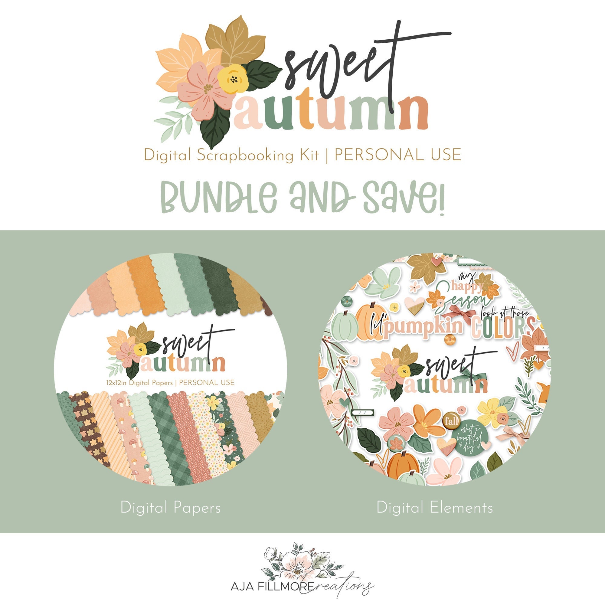 Sweet Autumn Digital Scrapbooking Kit, Fall Scrapbook Kit, Fall ...