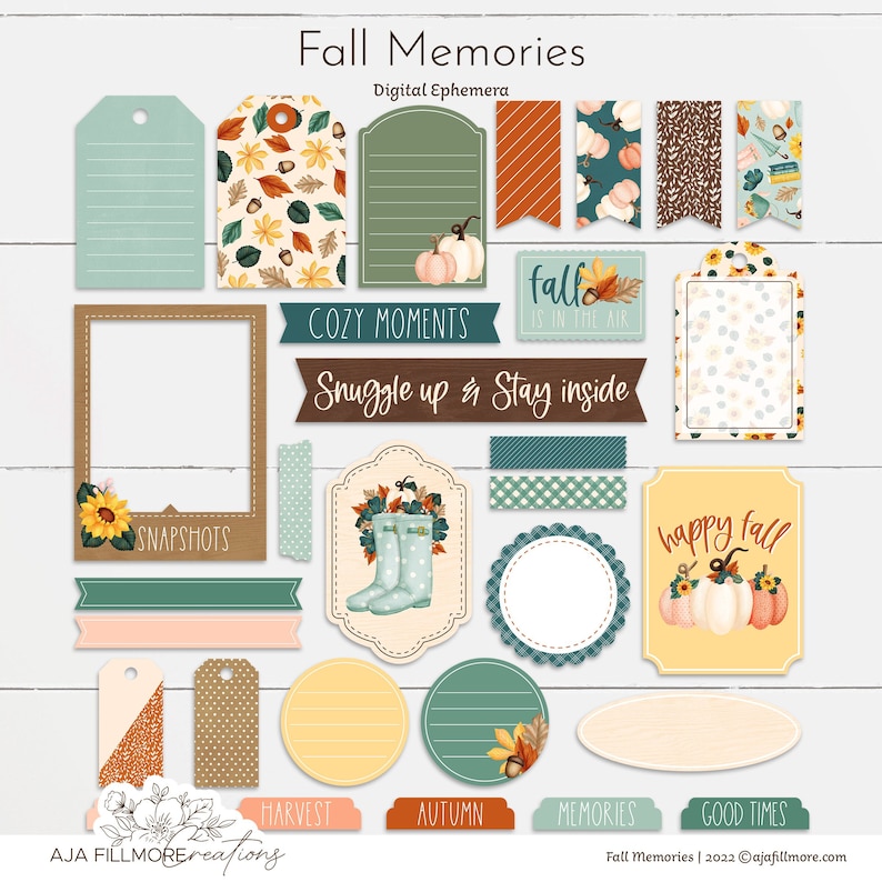 Fall Digital Tags, Fall Clipart, Digital Ephemera, Autumn Tags, Fall ...