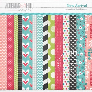 New Arrival Baby Digital Scrapbooking Patterned Papers, baby scrapbooking paper