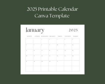 Plantilla de calendario minimalista imprimible para 2025