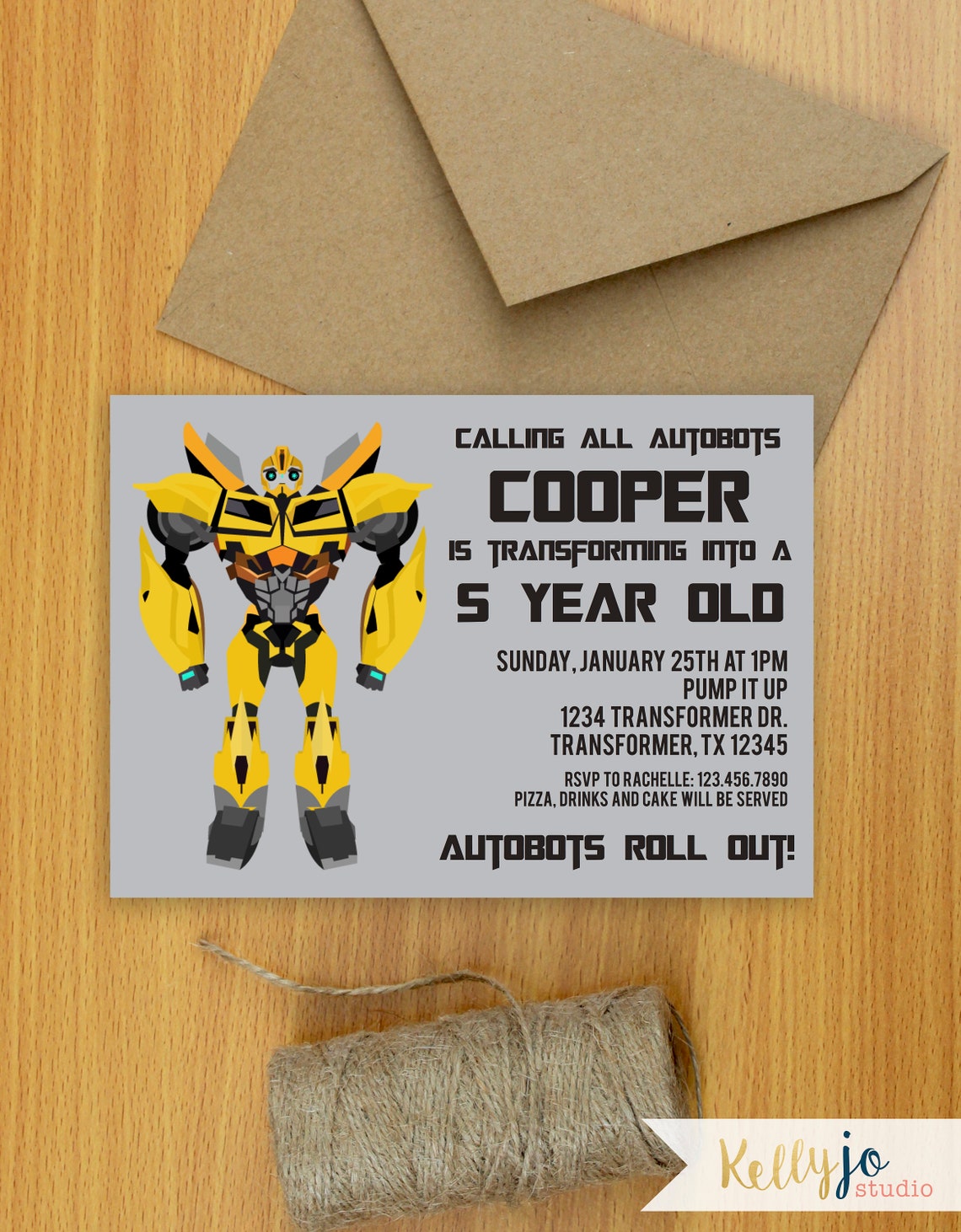 Bumblebee Transformers Birthday Invitation Transformers Etsy