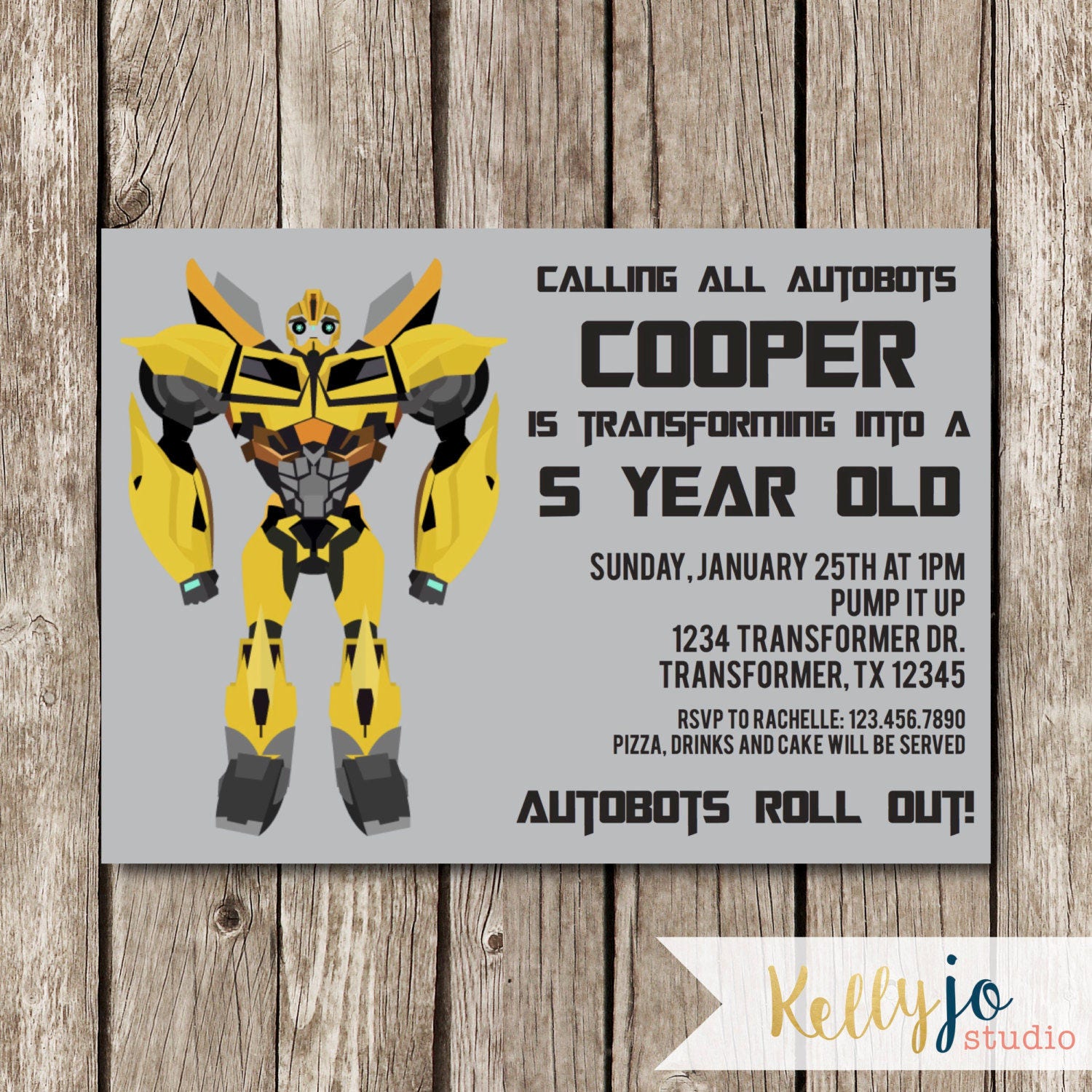 Bumblebee Transformers Birthday Invitation Transformers | Etsy