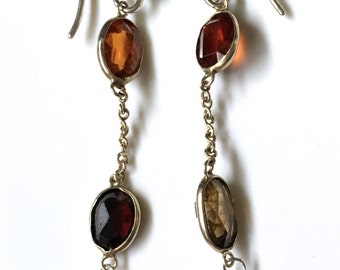 Antique Multi Gem Chain Earrings