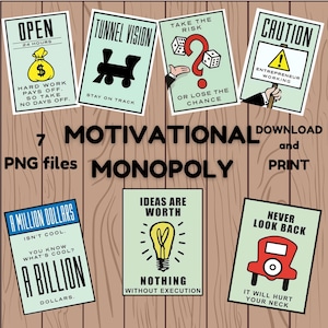 Conjunto de 7 imágenes PNG de motivación para el monopolio: descarga digital