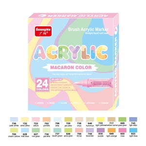 Set di pennarelli acrilici da 24 colori Colori macaron Acrilico, pennarelli a punta di pennello per legno, vetro, tessuto, rocce Pennarelli per artisti Colore