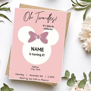 Oh TWOdles Minnie Mouse Birthday Invitation