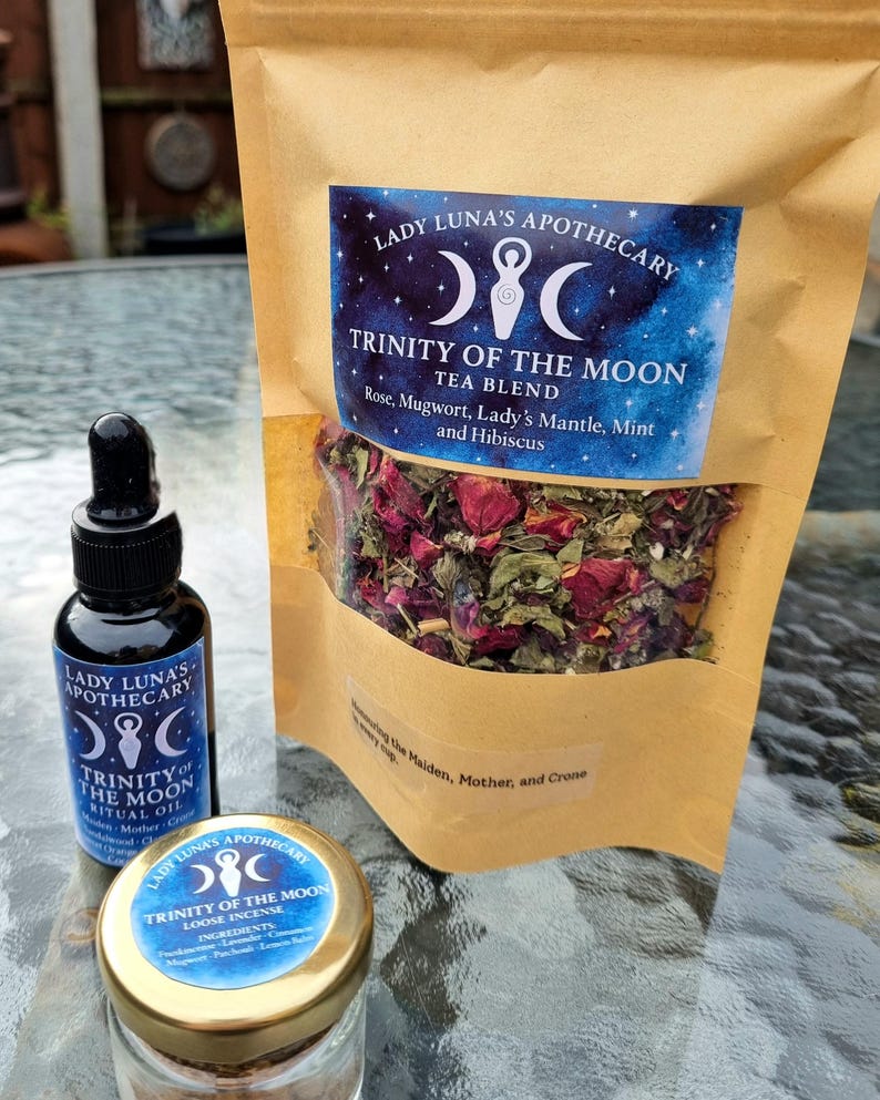 Triple Moon Goddess Ritual Set: Incense, Oil, & Herbal Tea - Etsy UK