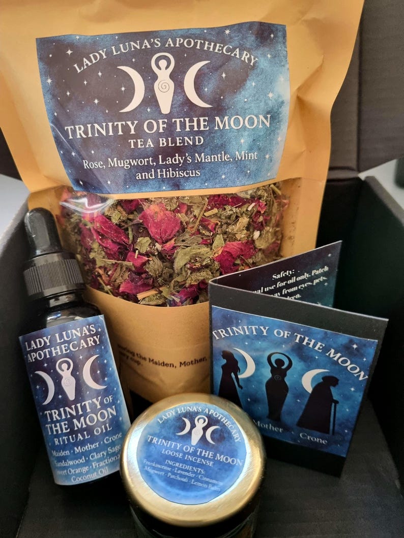 Triple Moon Goddess Ritual Set: Incense, Oil, & Herbal Tea - Etsy UK