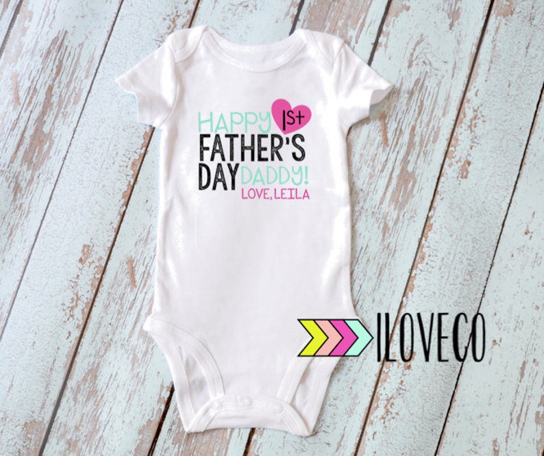 Baby bodysuit First Fathers Day Customizable Happy 1st Father/'s Day Unisex