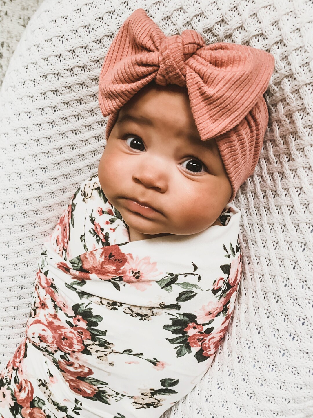 SALE / Newborn Swaddle and Headband Set / Newborn Mauve Floral Etsy