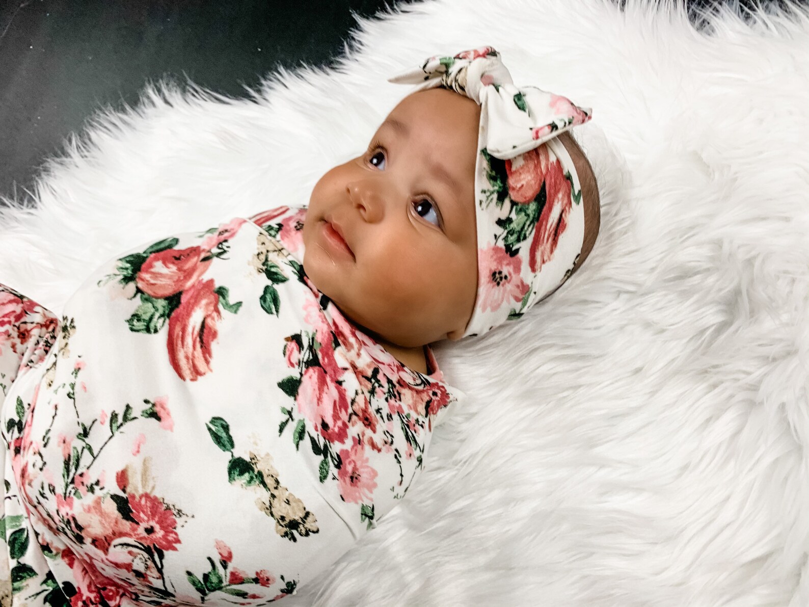 SALE / Newborn Swaddle and Headband Set / Newborn Mauve Floral Etsy